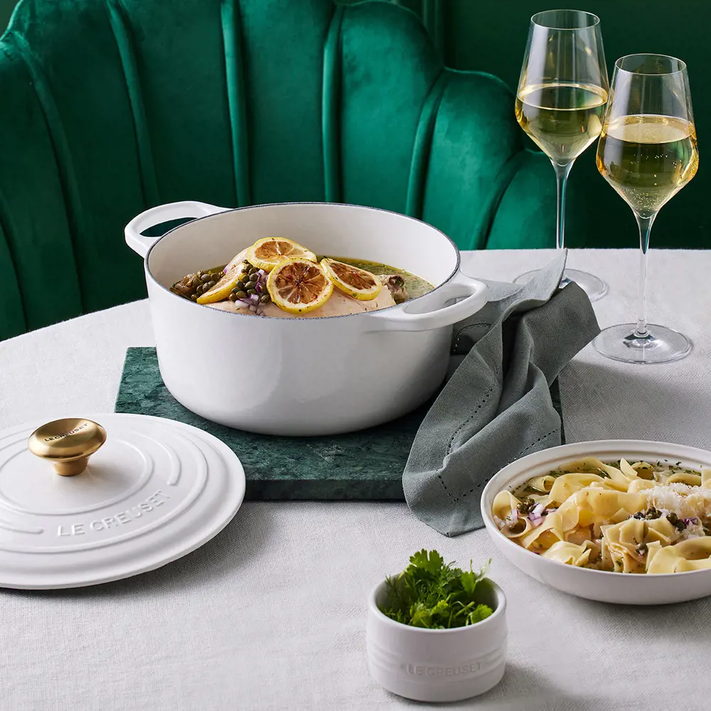 Le Creuset Signature White Cast Iron Round Casserole 24cm